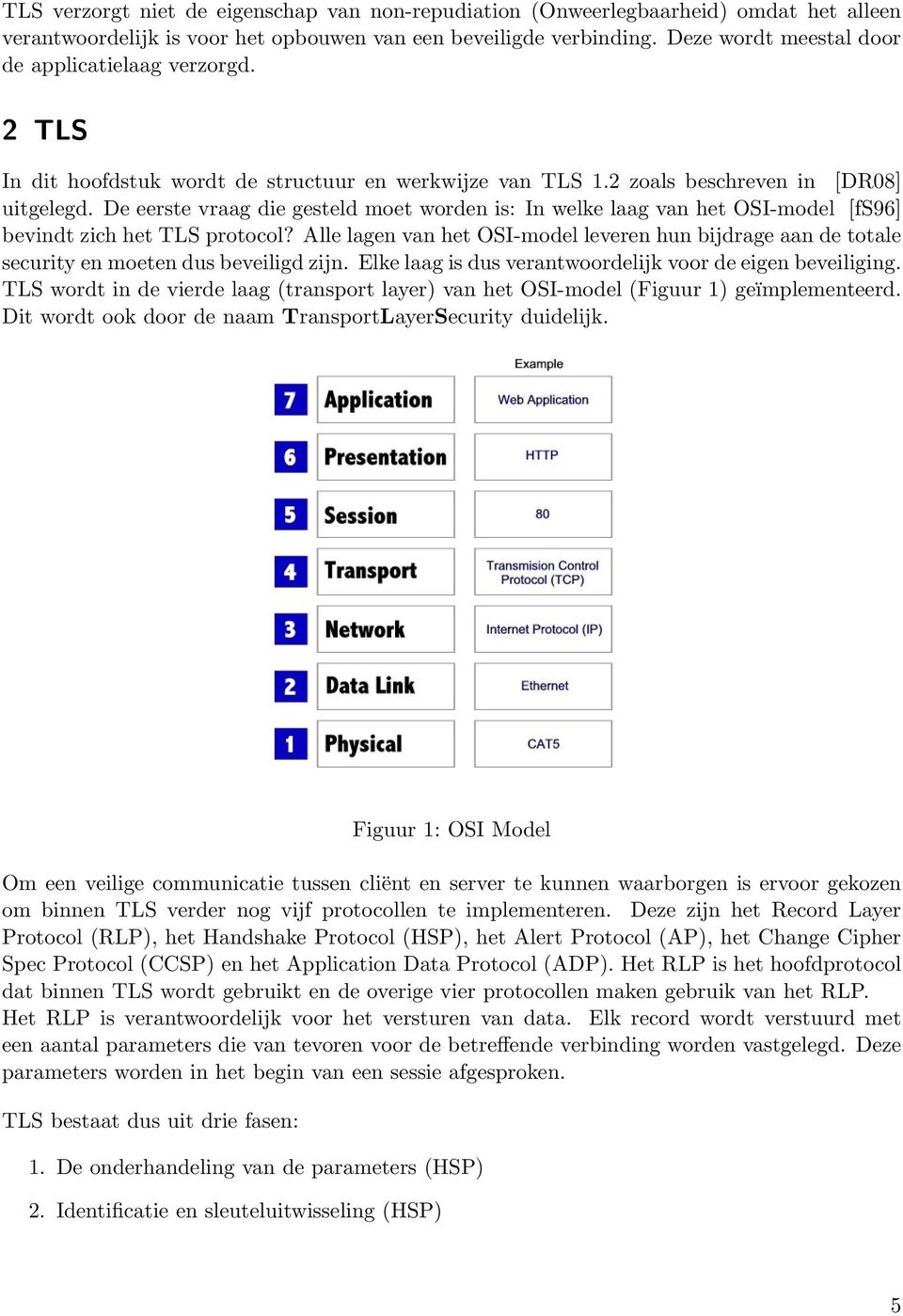 De eerste vraag die gesteld moet worden is: In welke laag van het OSI-model [fs96] bevindt zich het TLS protocol?