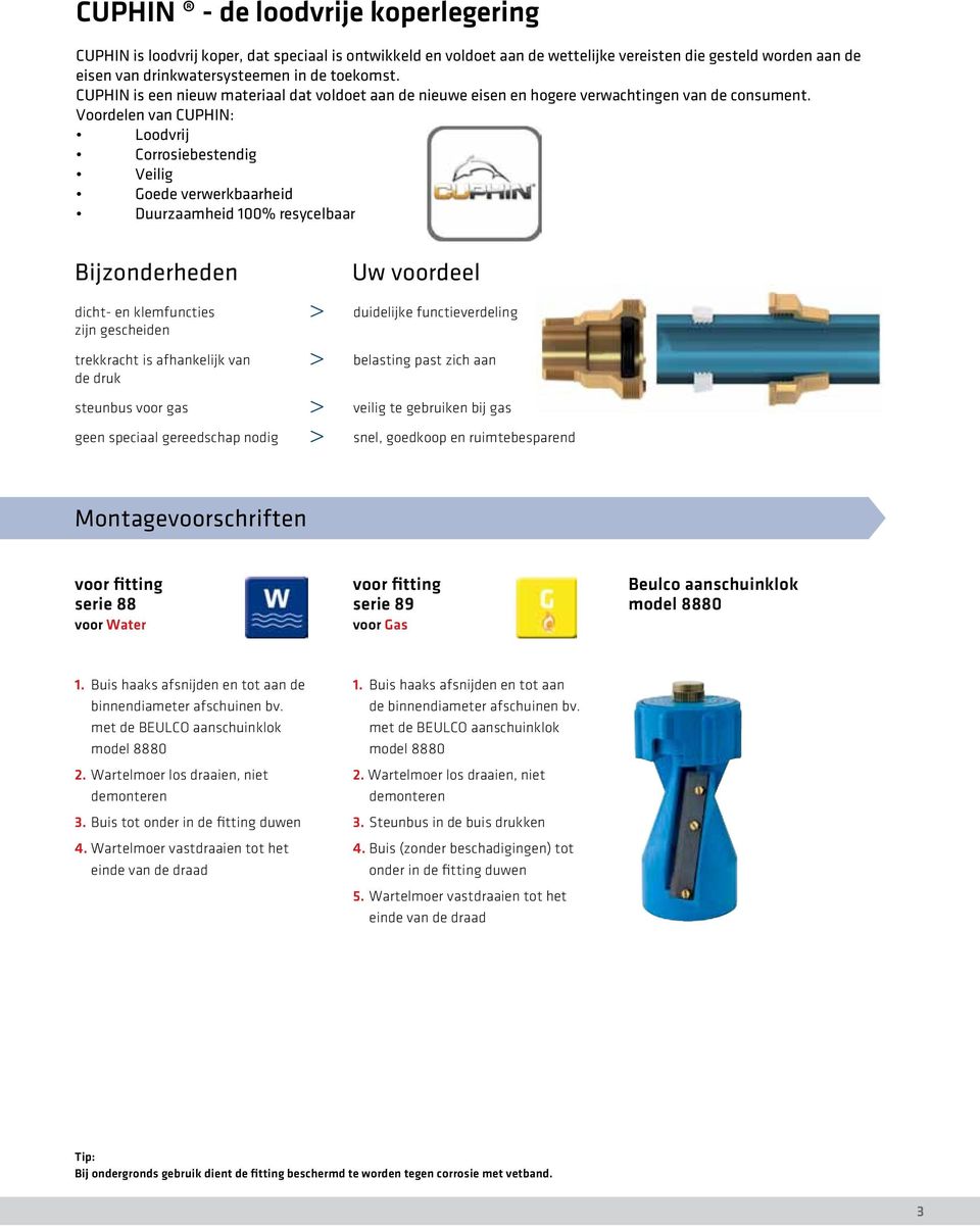 Voordelen van CUPHIN: Loodvrij Corrosiebestendig Veilig Goede verwerkbaarheid Duurzaamheid 100% resycelbaar Bijzonderheden Uw voordeel dicht- en klemfuncties > duidelijke functieverdeling zijn