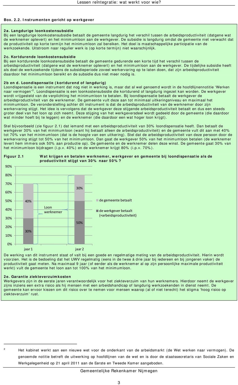 aan de werkgever. De subsidie is langdurig omdat de gemeente niet verwacht dat de productiviteit op korte termijn het minimumloon zal bereiken.