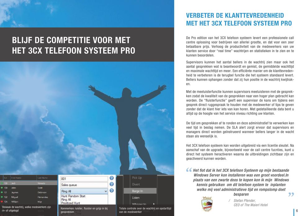 Verhoog de productiviteit van de medewerkers van uw klanten service door real time wachtrijen en statistieken in te zien en te kunnen beoordelen.