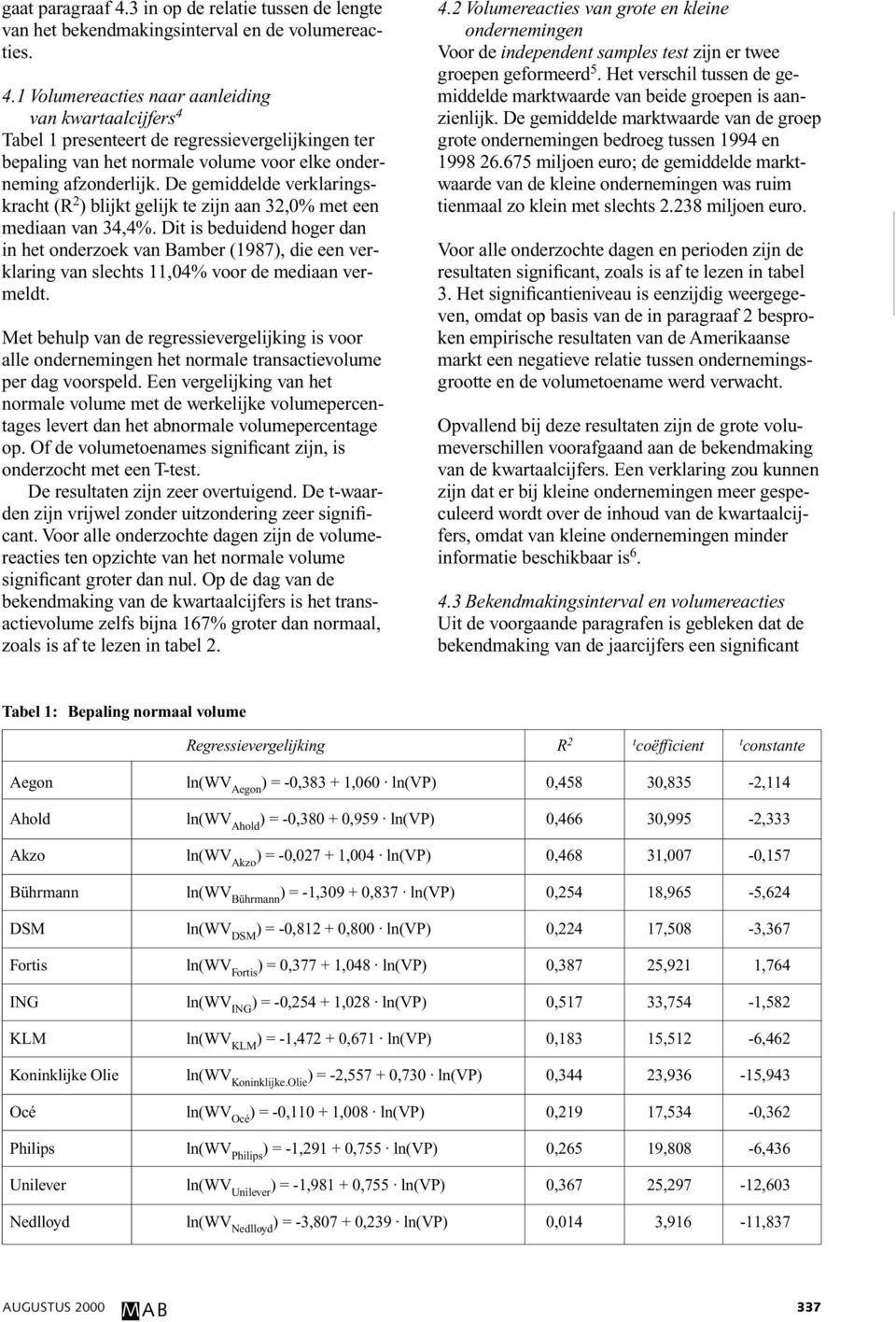 Dit is beduidend hoger dan in het onderzoek van Bamber (1987), die een verklaring van slechts 11,04% voor de mediaan vermeldt.