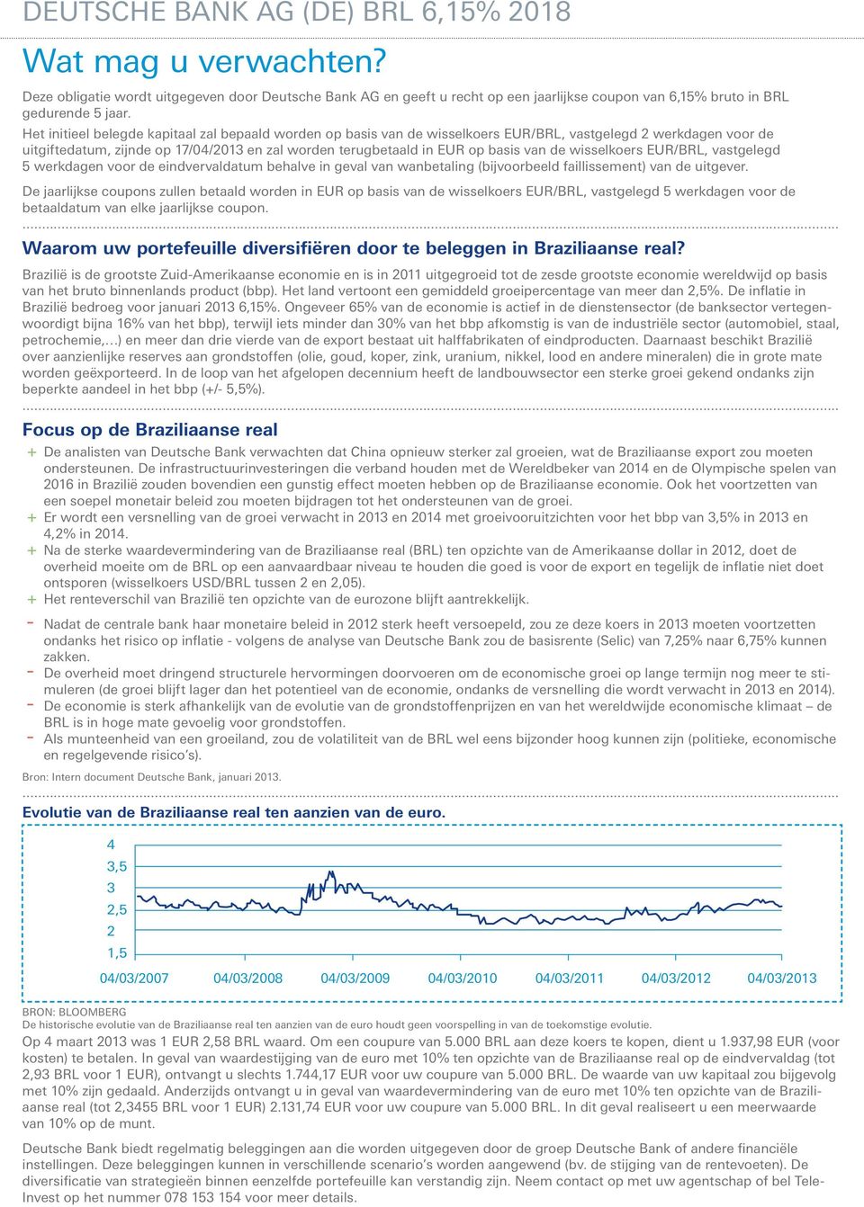 de wisselkoers EUR/BRL, vastgelegd 5 werkdagen voor de eindvervaldatum behalve in geval van wanbetaling (bijvoorbeeld faillissement) van de uitgever.