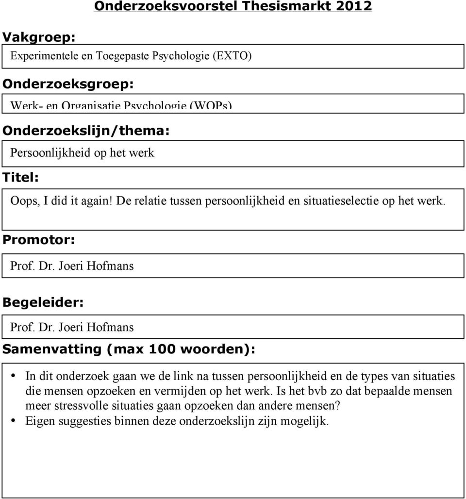 Joeri Hofmans Prof. Dr.