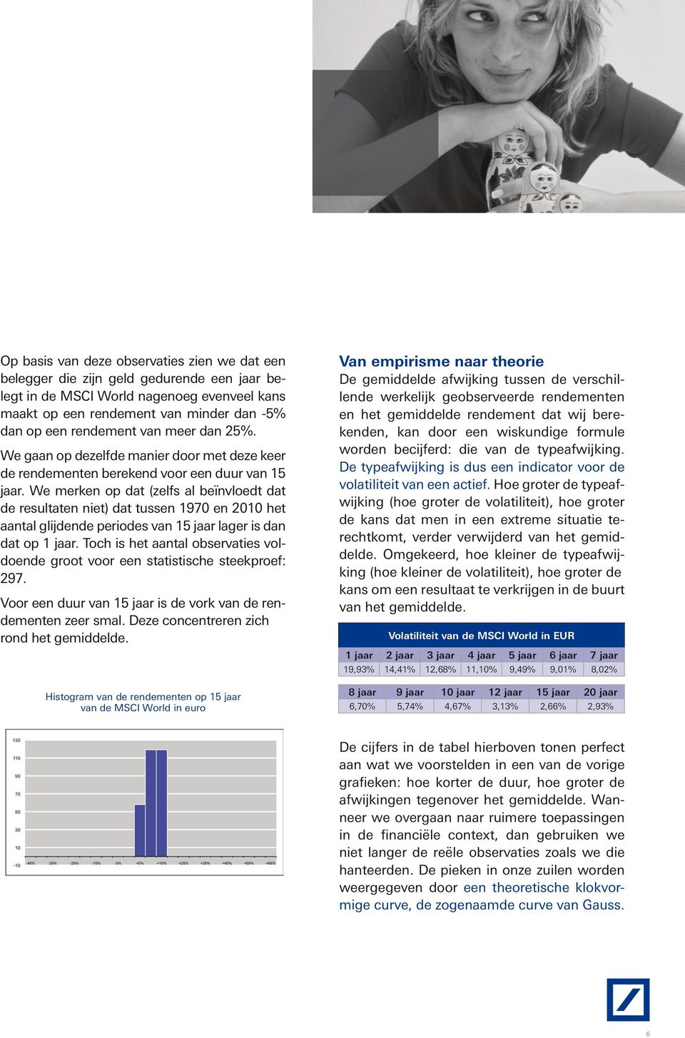 We merken op dat (zelfs al beïnvloedt dat de resultaten niet) dat tussen 1970 en 2010 het aantal glijdende periodes van 15 jaar lager is dan dat op 1 jaar.