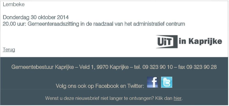 centrum Gemeentebestuur Kaprijke Veld 1, 9970 Kaprijke tel.