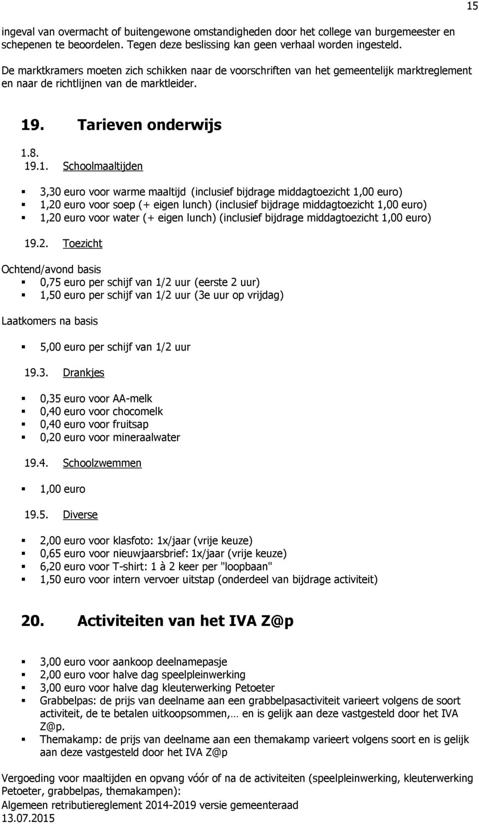 . Tarieven onderwijs 1.