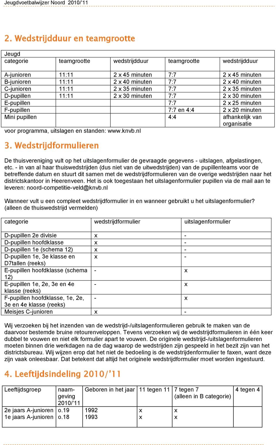 organisatie voor programma, uitslagen en standen: www.knvb.nl 3. Wedstrijdformulieren De thuisvereniging vult op het uitslagenformulier de gevraagde gegevens - uitslagen, afgelastingen, etc.