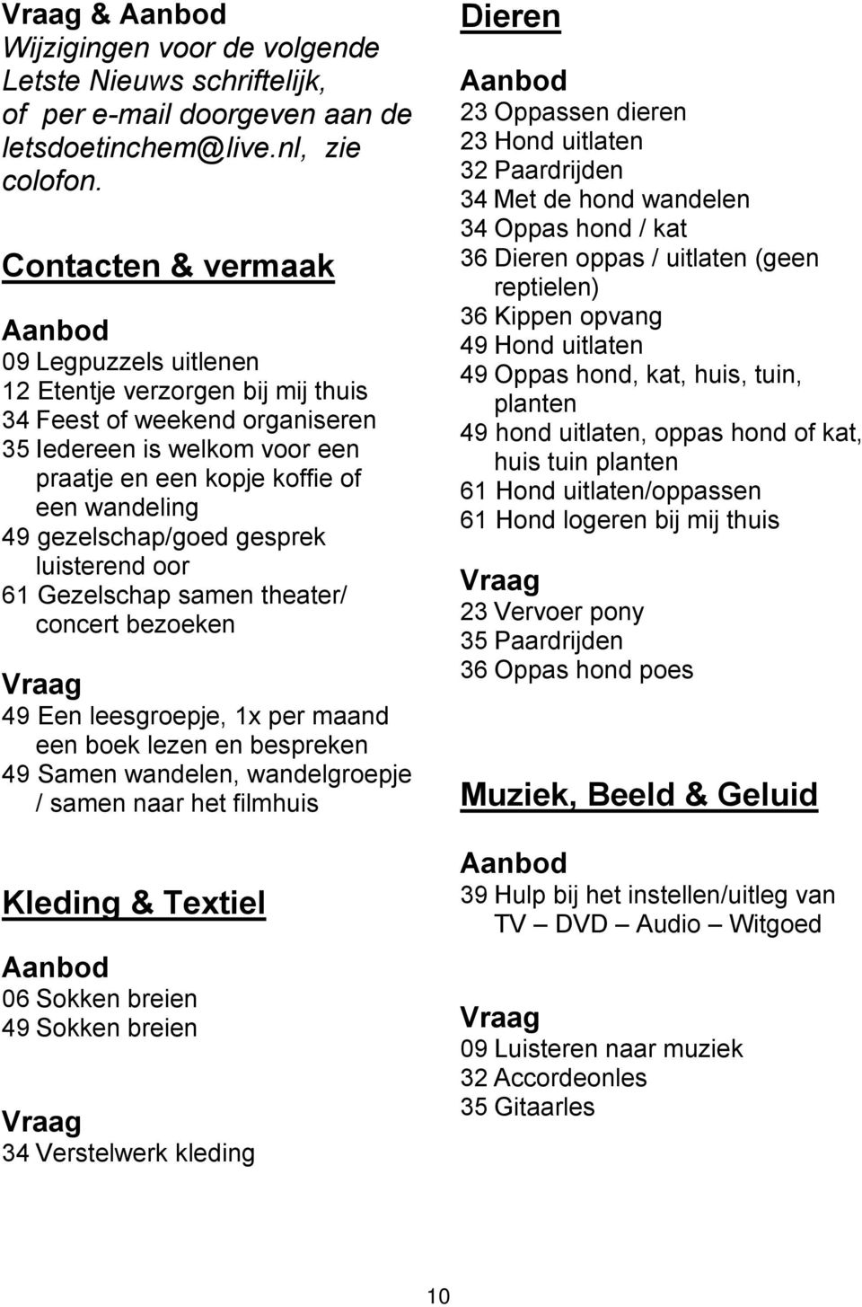 gezelschap/goed gesprek luisterend oor 61 Gezelschap samen theater/ concert bezoeken 49 Een leesgroepje, 1x per maand een boek lezen en bespreken 49 Samen wandelen, wandelgroepje / samen naar het