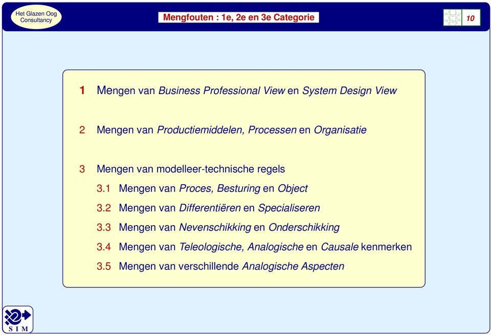 1 Mengen van Proces, Besturing en Object 3.2 Mengen van Differentiëren en Specialiseren 3.