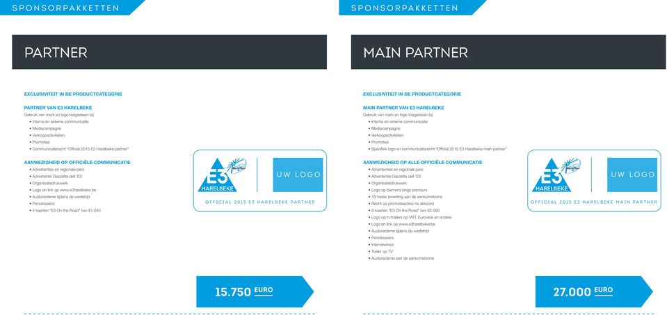 Promoties Promoties Communicatierecht Official 2015 E3 Harelbeke partner Specifiek logo en communicatierecht Official 2015 E3 Harelbeke main partner AANWEZIGHEID OP OFFICIËLE COMMUNICATIE