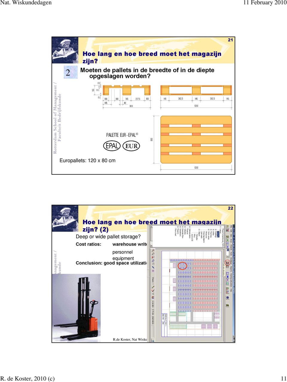 Europallets: 10 x 80 cm Hoe lang en hoe breed moet het magazijn zijn?