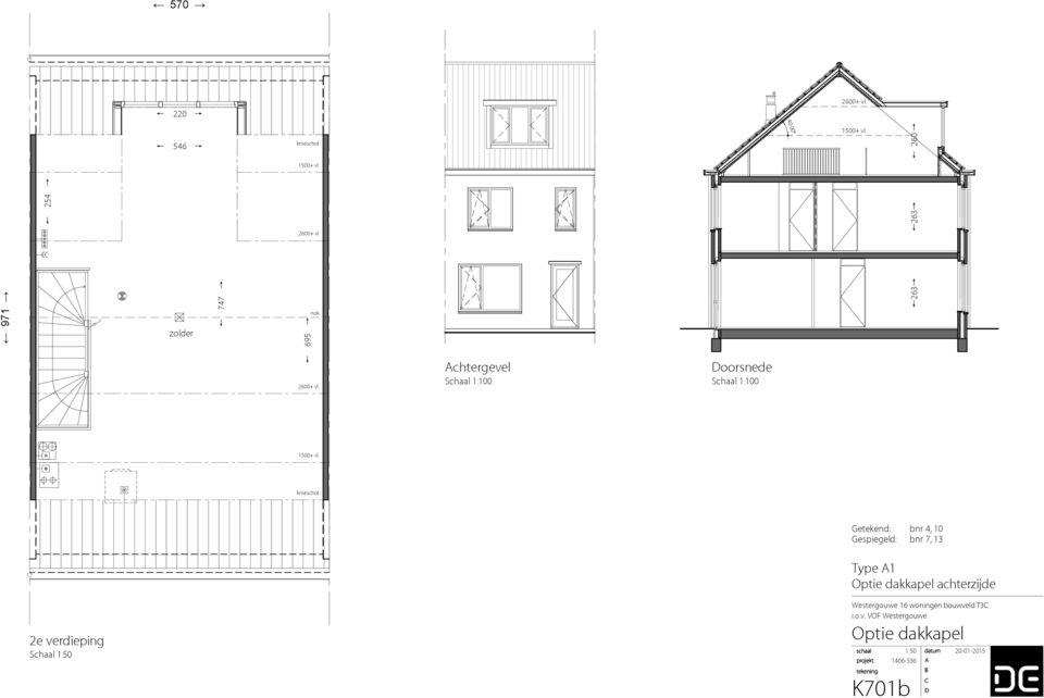 Doorsnede 263 263 260 Getekend: bnr 4, 10