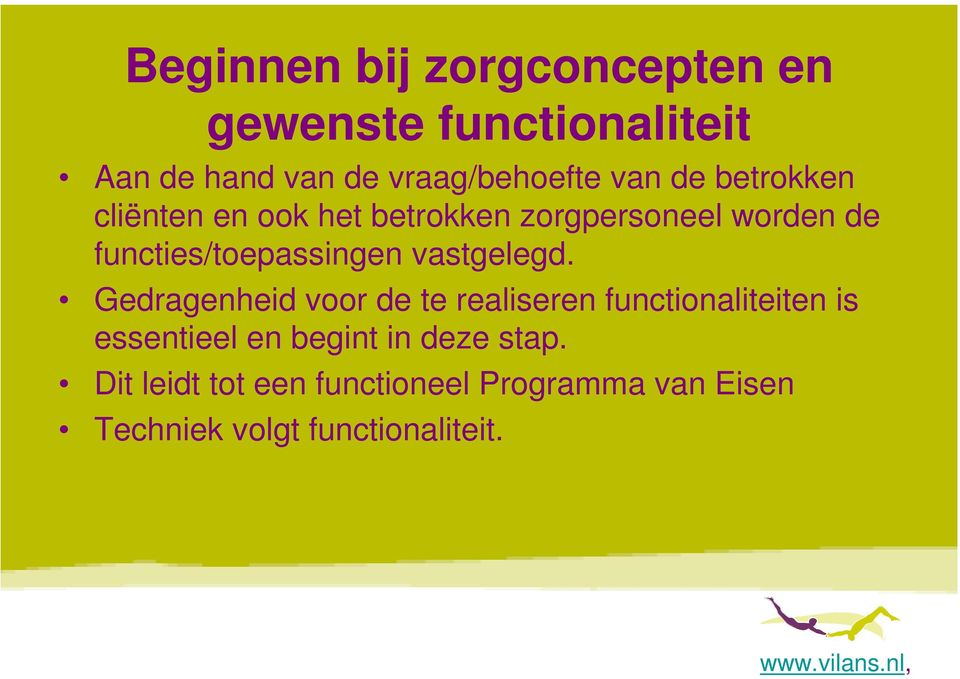 functies/toepassingen vastgelegd.