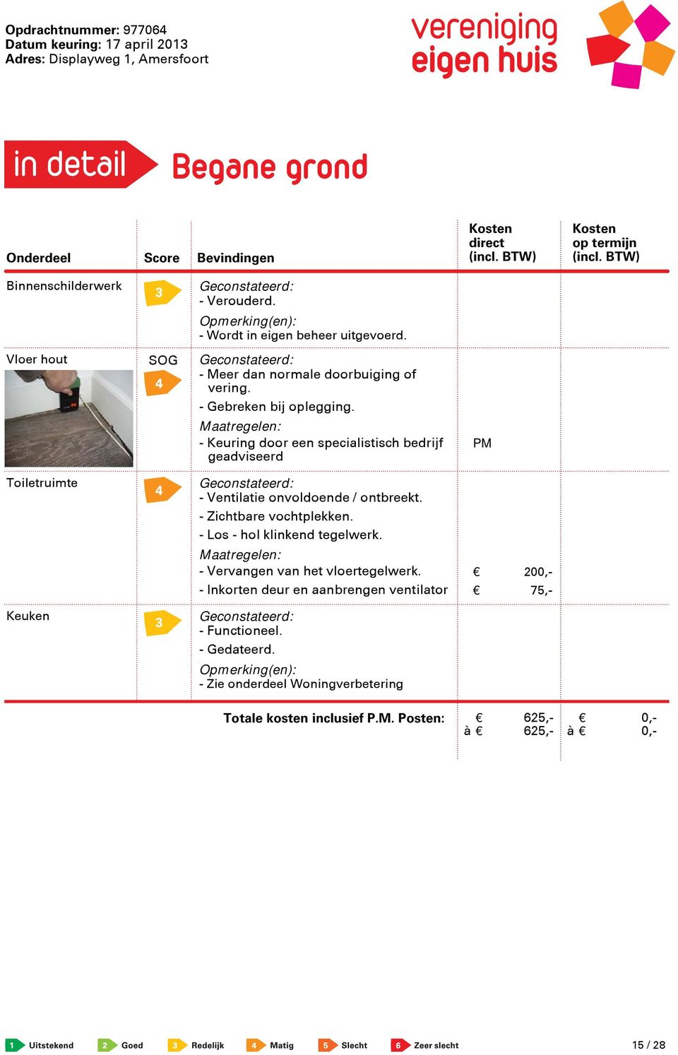 - Keuring door een specialistisch bedrijf geadviseerd PM Toiletruimte Keuken - Ventilatie onvoldoende / ontbreekt. - Zichtbare vochtplekken.