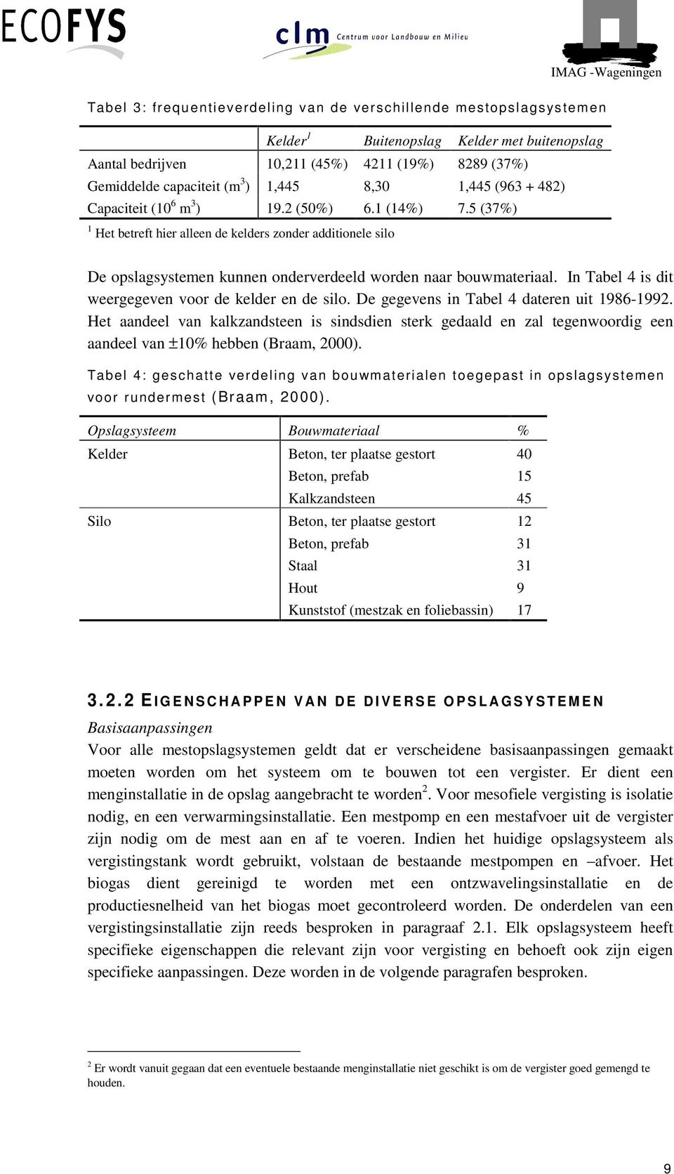 5 (37%) 1 Het betreft hier alleen de kelders zonder additionele silo De opslagsystemen kunnen onderverdeeld worden naar bouwmateriaal. In Tabel 4 is dit weergegeven voor de kelder en de silo.