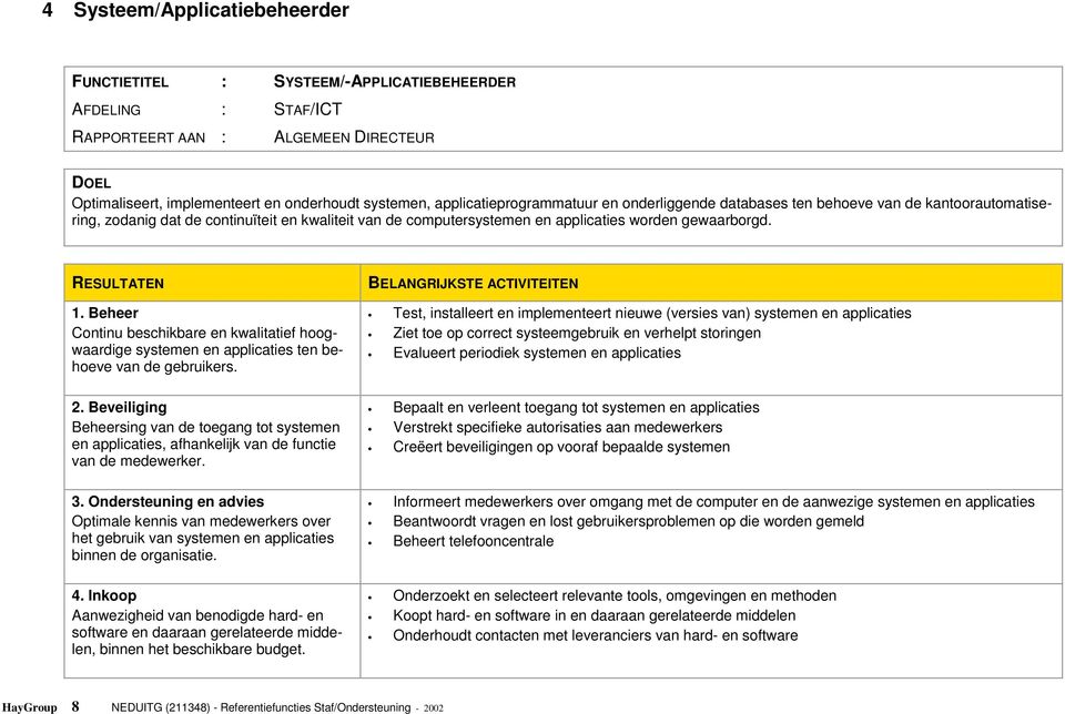 RESULTATEN 1. Beheer Continu beschikbare en kwalitatief hoogwaardige systemen en applicaties ten behoeve van de gebruikers. 2.