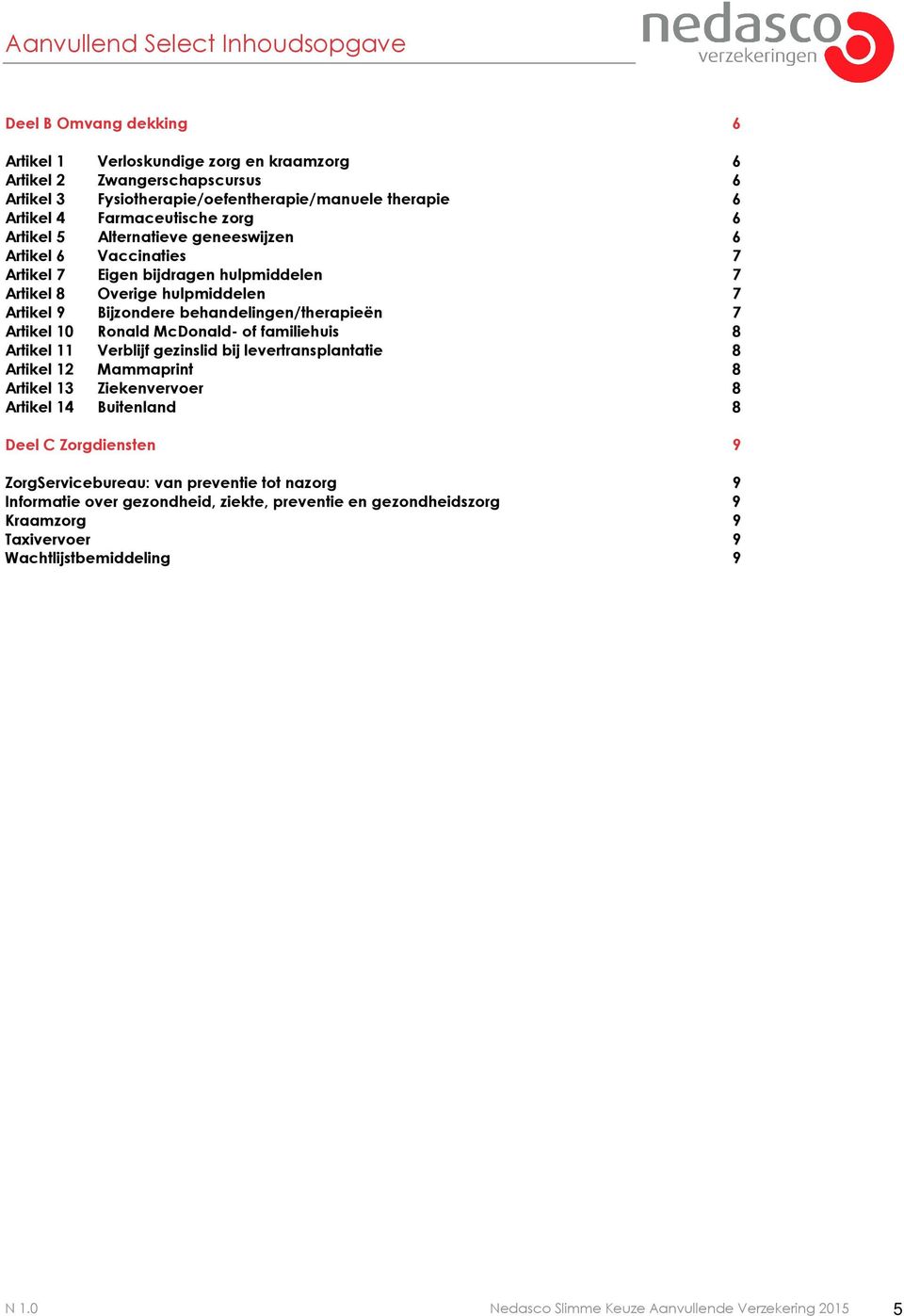 behandelingen/therapieën 7 Artikel 10 Ronald McDonald- of familiehuis 8 Artikel 11 Verblijf gezinslid bij levertransplantatie 8 Artikel 12 Mammaprint 8 Artikel 13 Ziekenvervoer 8 Artikel 14