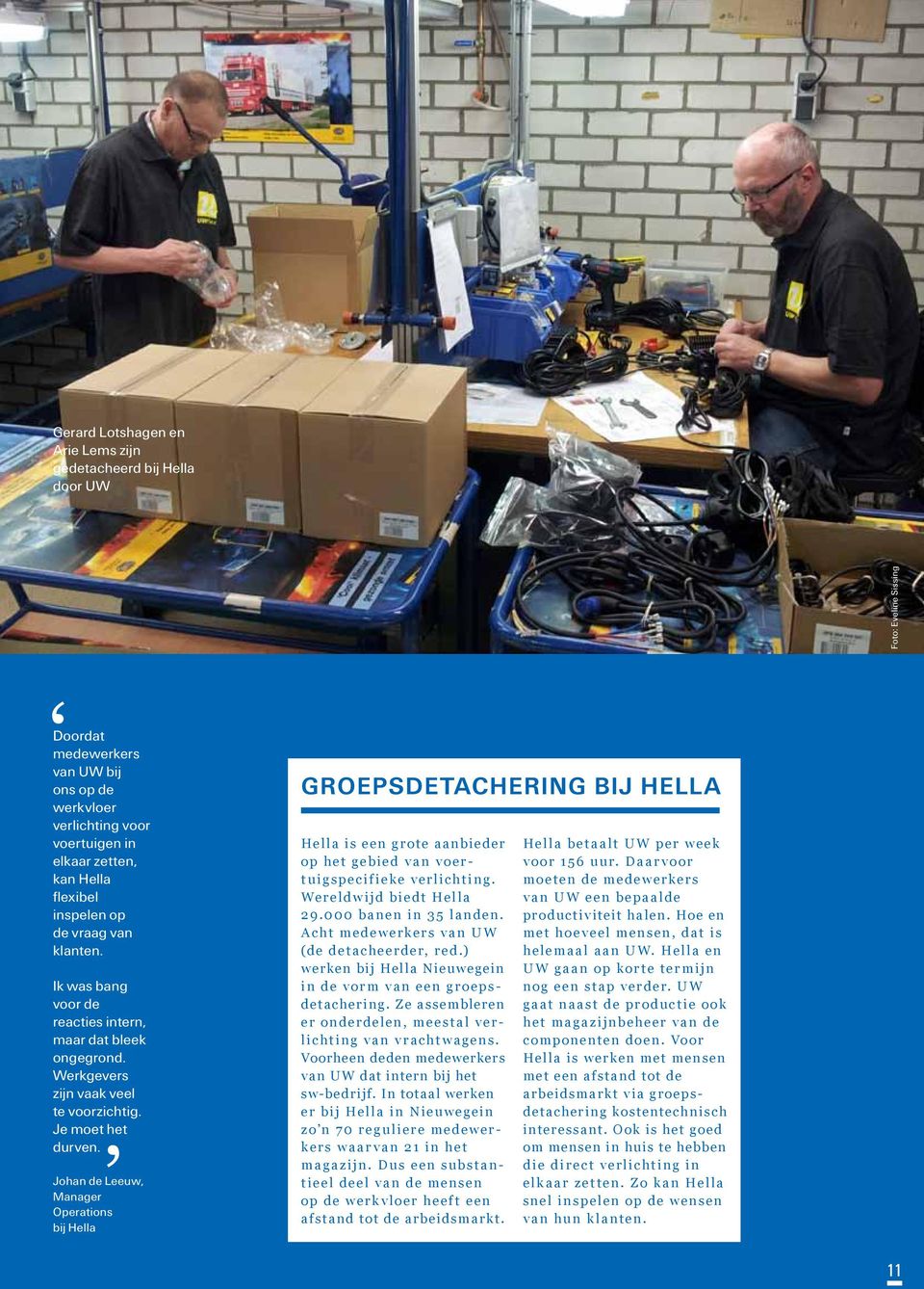 Johan de Leeuw, Manager Operations bij Hella Groepsdetachering bij Hella Hella is een grote aanbieder op het gebied van voertuigspecifieke verlichting. Wereldwijd biedt Hella 29.