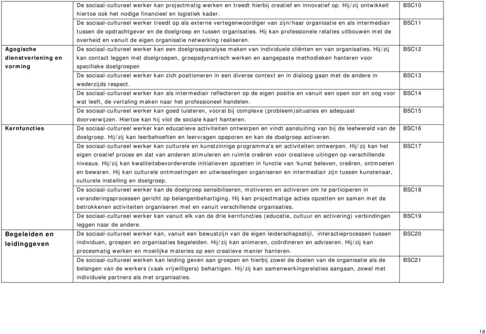 De sociaal-cultureel werker treedt op als externe vertegenwoordiger van zijn/haar organisatie en als intermediair tussen de opdrachtgever en de doelgroep en tussen organisaties.