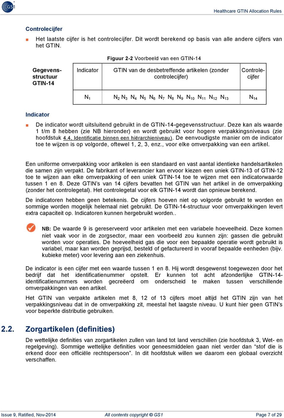 N 13 N 14 Indicator De indicator wordt uitsluitend gebruikt in de GTIN-14-gegevensstructuur.