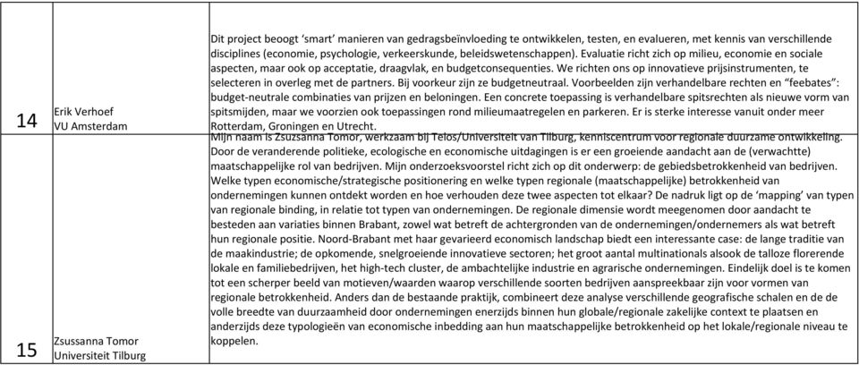 We richten ons op innovatieve prijsinstrumenten, te selecteren in overleg met de partners. Bij voorkeur zijn ze budgetneutraal.