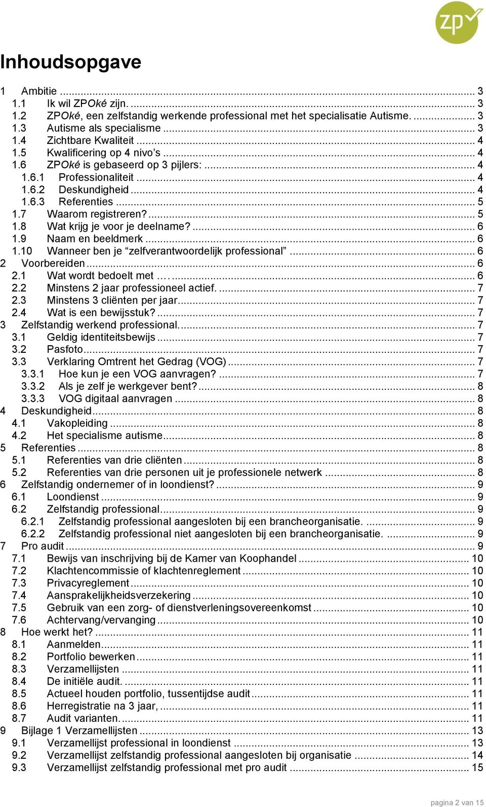 ... 6 1.9 Naam en beeldmerk... 6 1.10 Wanneer ben je zelfverantwoordelijk professional... 6 2 Voorbereiden... 6 2.1 Wat wordt bedoelt met.... 6 2.2 Minstens 2 jaar professioneel actief.... 7 2.