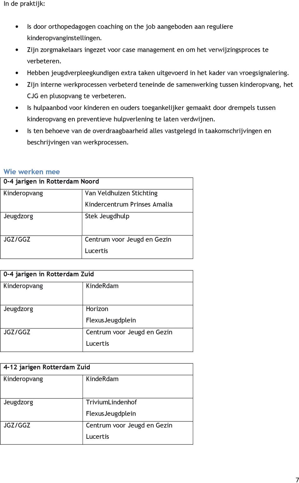 Zijn interne werkprocessen verbeterd teneinde de samenwerking tussen kinderopvang, het CJG en plusopvang te verbeteren.