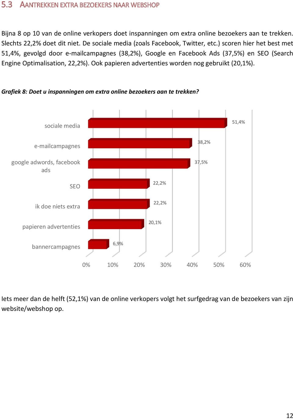 Ook papieren advertenties worden nog gebruikt (20,1%). Grafiek 8: Doet u inspanningen om extra online bezoekers aan te trekken?