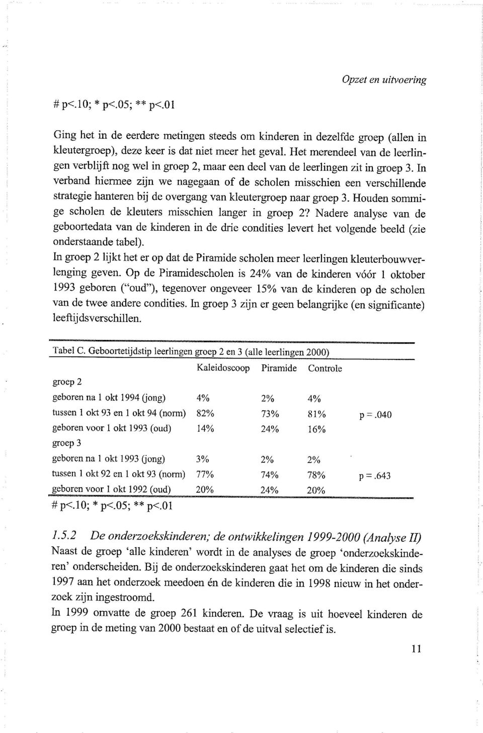 In verband hiermee zijn we nagegaan of de scholen misschien een verschillende strategie hanteren bij de overgang van kleutergroep naar groep 3.