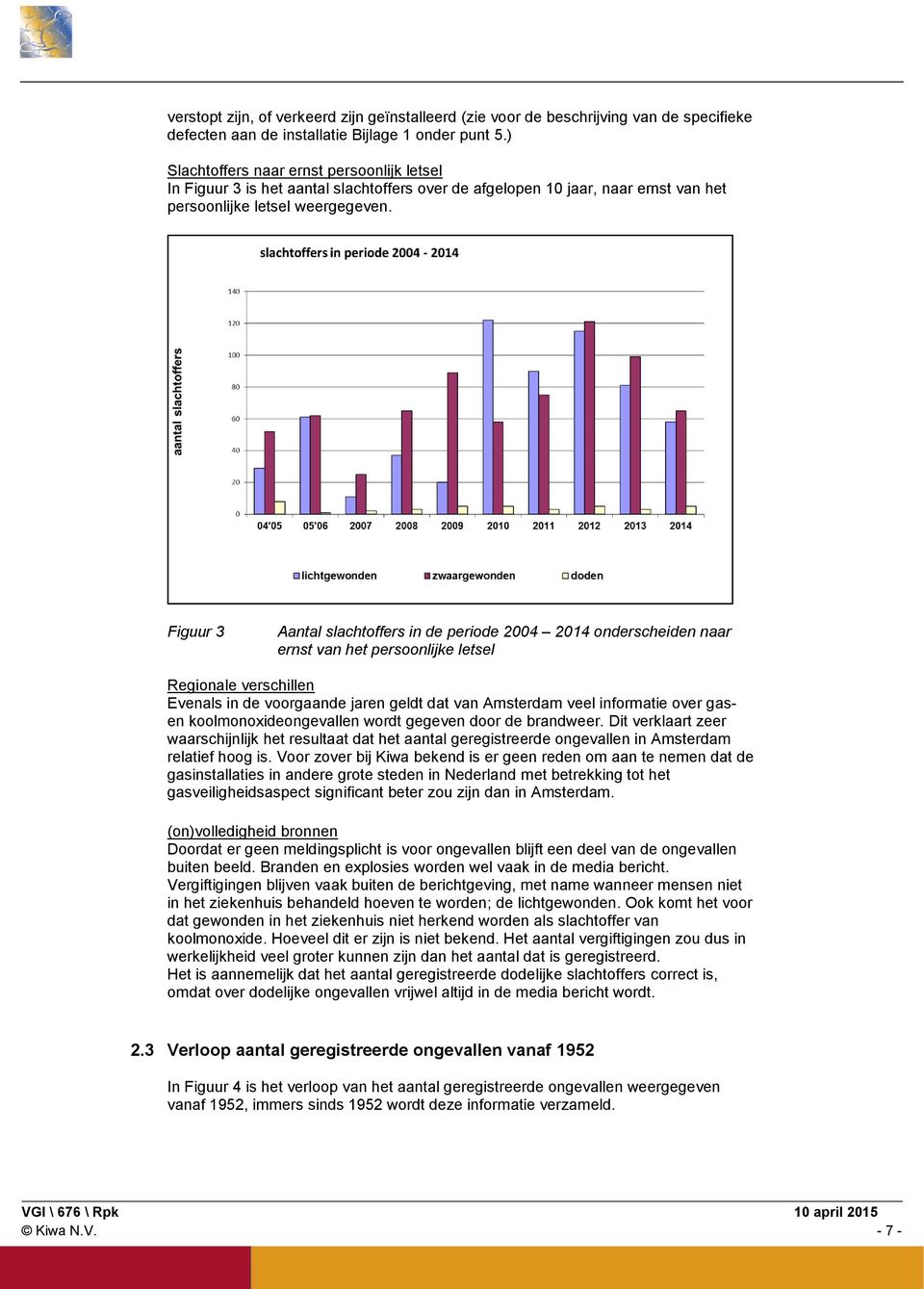 Figuur 3 Aantal slachtoffers in de periode 2004 2014 onderscheiden naar ernst van het persoonlijke letsel Regionale verschillen Evenals in de voorgaande jaren geldt dat van Amsterdam veel informatie