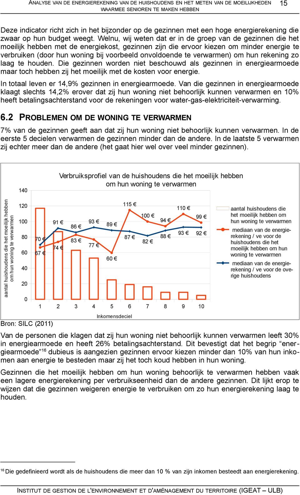 onvoldoende te verwarmen) om hun rekening zo laag te houden. Die gezinnen worden niet beschouwd als gezinnen in energiearmoede maar toch hebben zij het moeilijk met de kosten voor energie.