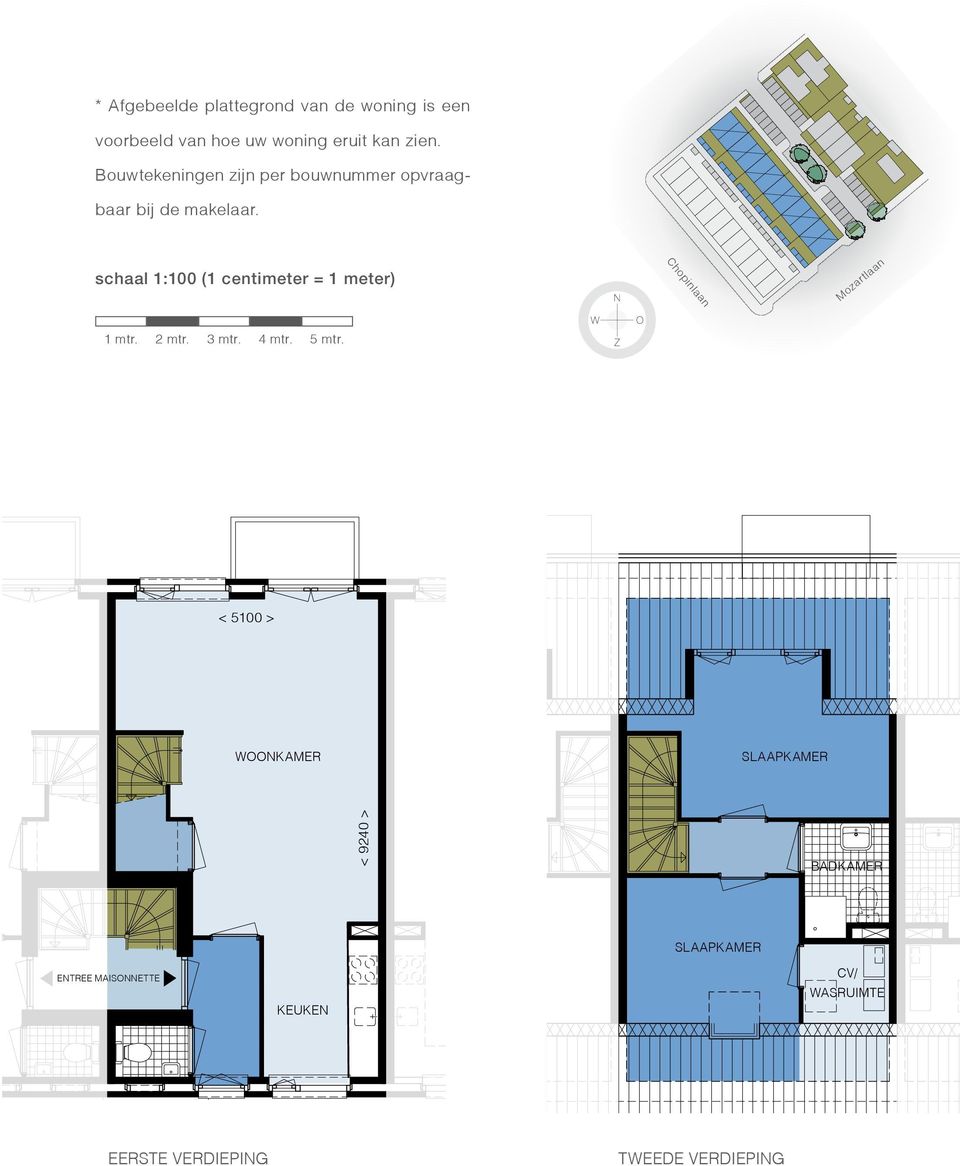 schaal 1:100 (1 centimeter = 1 meter) Chopinlaan Mozartlaan 1 mtr. 2 mtr. 3 mtr. 4 mtr. 5 mtr.