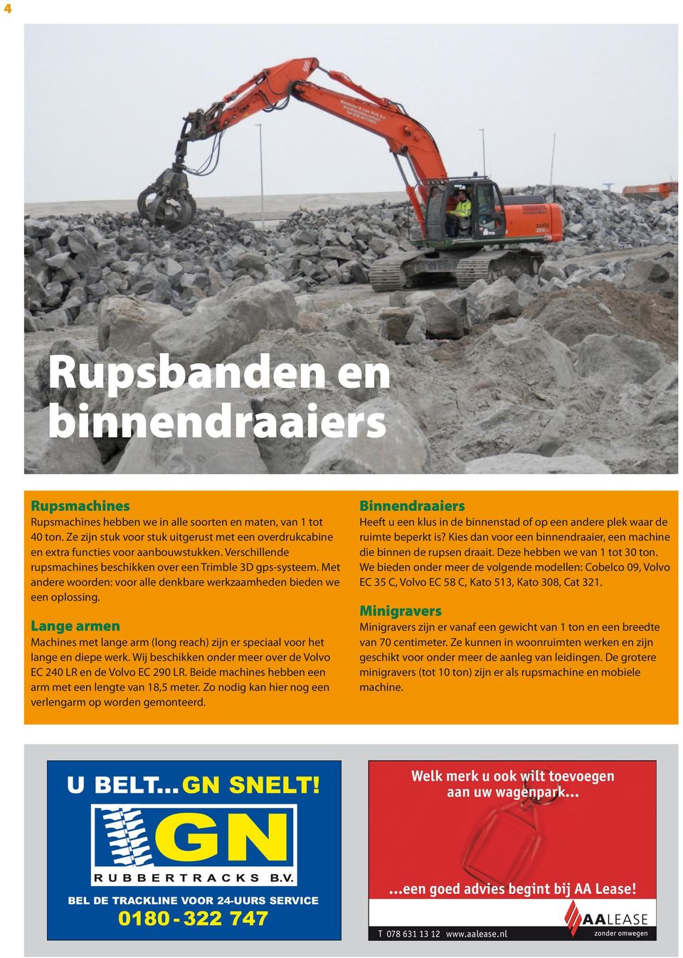 Met andere woorden: voor alle denkbare werkzaamheden bieden we een oplossing. Lange armen Machines met lange arm (long reach) zijn er speciaal voor het lange en diepe werk.