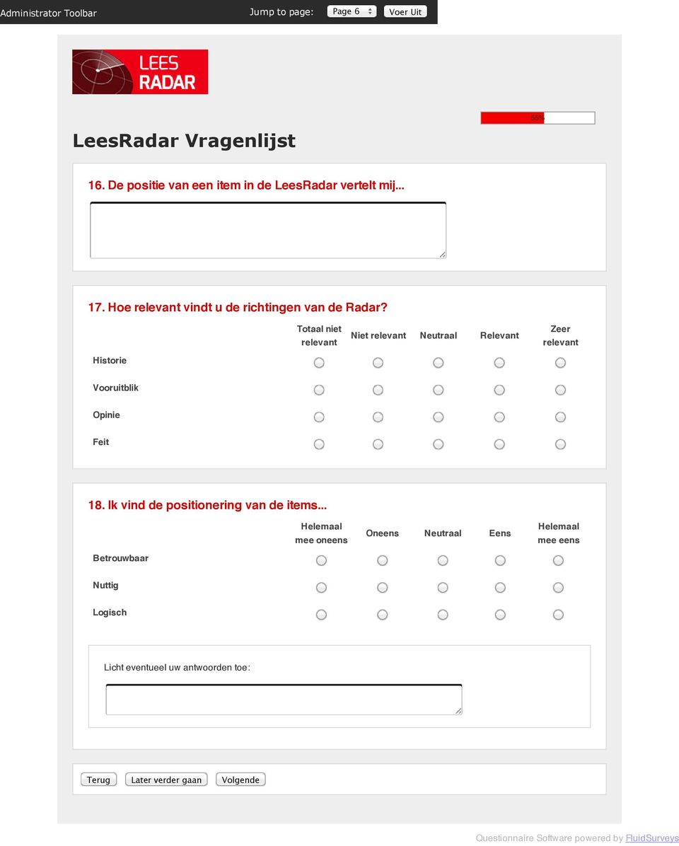 Totaal niet relevant Niet relevant Neutraal Relevant Zeer relevant Historie Vooruitblik Opinie Feit 18.