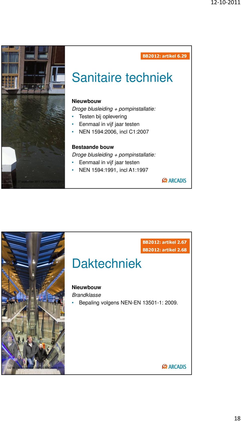 NEN 1594:2006, incl C1:2007 Bestaande bouw Droge blusleiding + pompinstallatie: Eenmaal in vijf jaar testen NEN