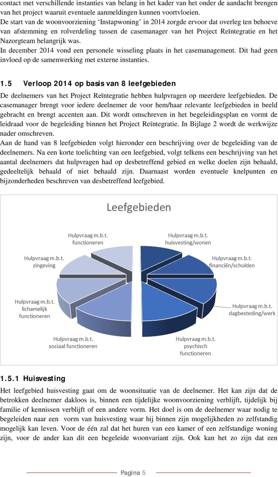 belangrijk was. In december 2014 vond een personele wisseling plaats in het casemanagement. Dit had geen invloed op de samenwerking met externe instanties. 1.