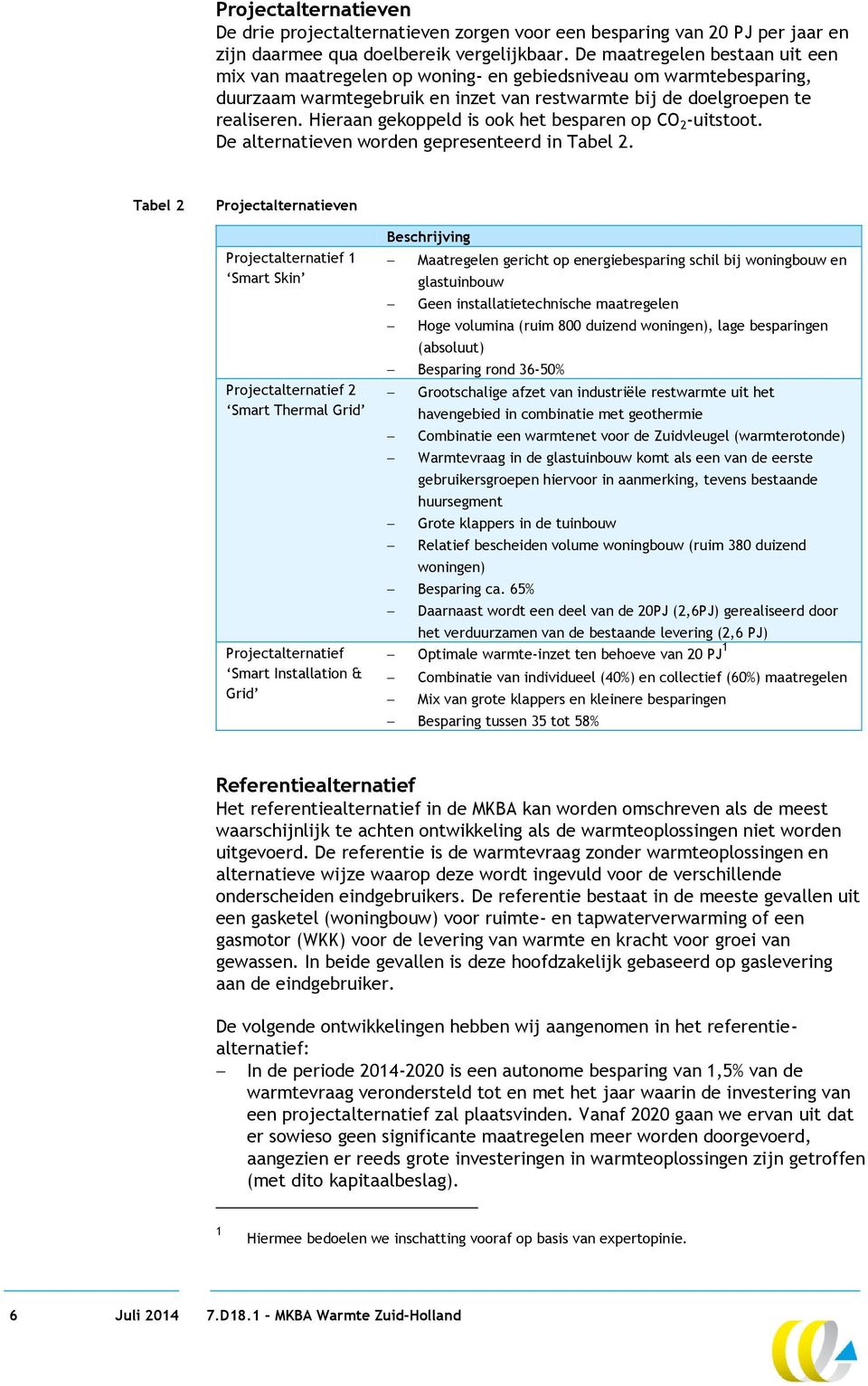 Hieraan gekoppeld is ook het besparen op CO 2 -uitstoot. De alternatieven worden gepresenteerd in Tabel 2.