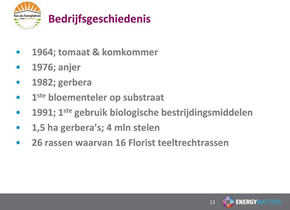 gebruik biologische bestrijdingsmiddelen 1,5 ha gerbera s;