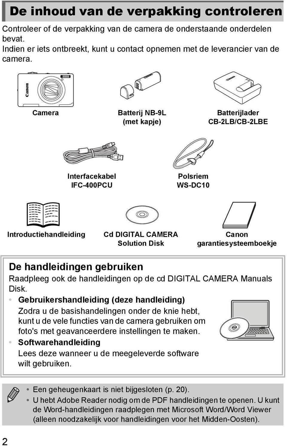 handleidingen gebruiken Raadpleeg ook de handleidingen op de cd DIGITAL CAMERA Manuals Disk.