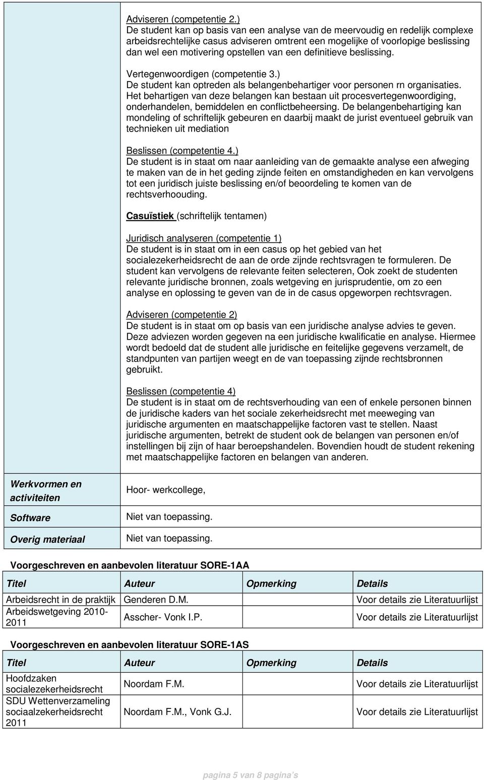 een definitieve beslissing. Vertegenwoordigen (competentie 3.) De student kan optreden als belangenbehartiger voor personen rn organisaties.