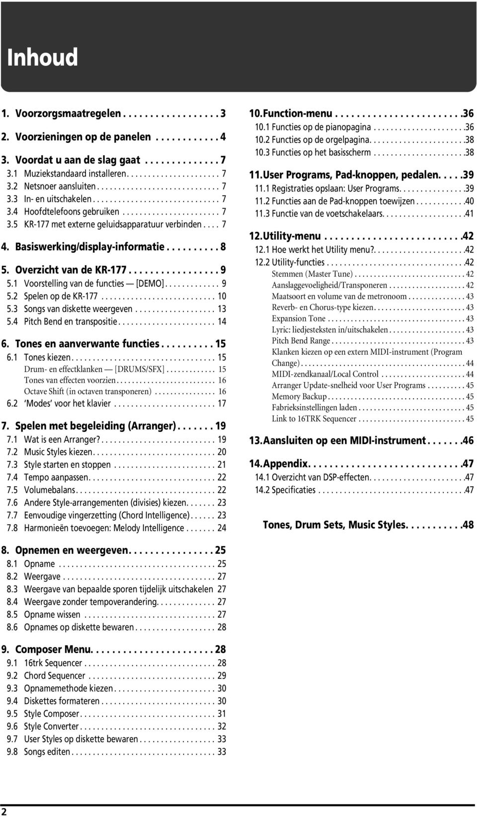 ... 7 4. Basiswerking/display-informatie.......... 8 5. verzicht van de KR-177................. 9 5.1 Voorstelling van de functies [DEM]............. 9 5.2 Spelen op de KR-177........................... 10 5.