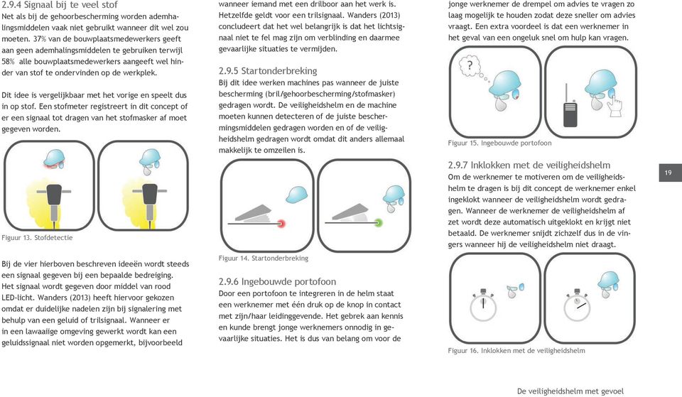 Dit idee is vergelijkbaar met het vorige en speelt dus in op stof. Een stofmeter registreert in dit concept of er een signaal tot dragen van het stofmasker af moet gegeven worden. Figuur 13.