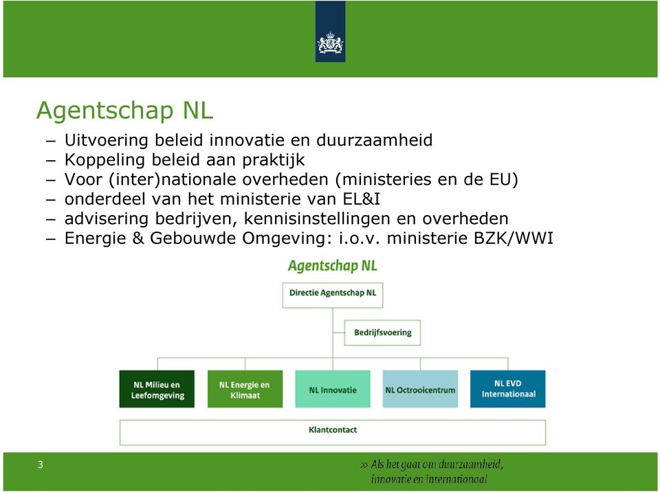 EU) onderdeel van het ministerie van EL&I advisering bedrijven,