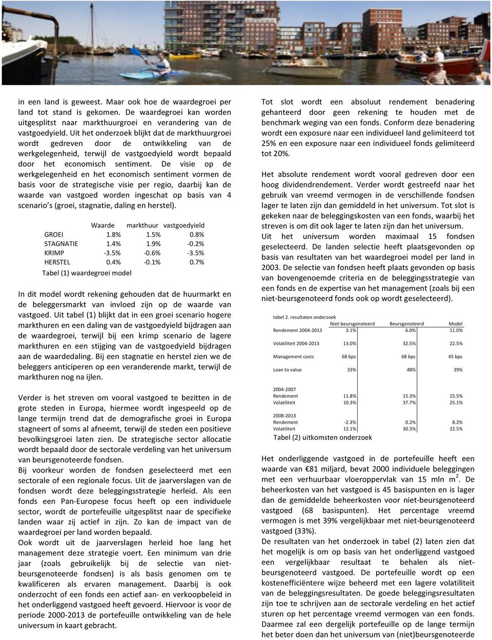 De visie op de werkgelegenheid en het economisch sentiment vormen de basis voor de strategische visie per regio, daarbij kan de waarde van vastgoed worden ingeschat op basis van 4 scenario s (groei,