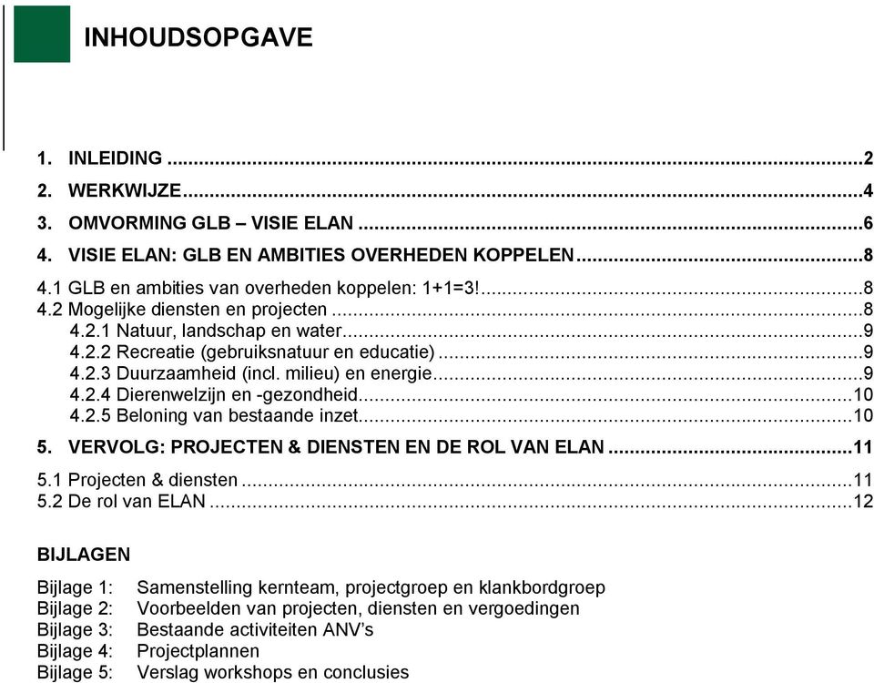 ..10 5. VERVOLG: PROJECTEN & DIENSTEN EN DE ROL VAN ELAN...11 5.1 Projecten & diensten...11 5.2 De rol van ELAN.