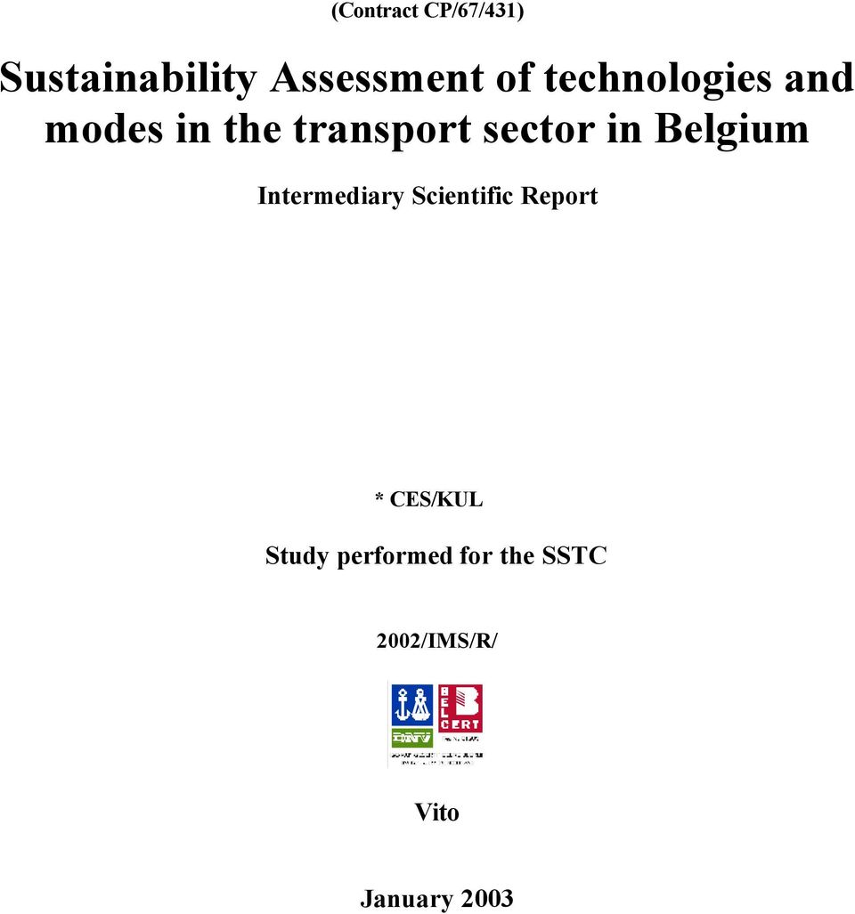 Belgium Intermediary Scientific Report * CES/KUL