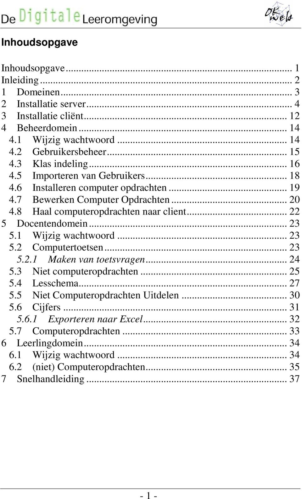 .. 22 5 Docentendomein... 23 5.1 Wijzig wachtwoord... 23 5.2 Computertoetsen... 23 5.2.1 Maken van toetsvragen... 24 5.3 Niet computeropdrachten... 25 5.4 Lesschema... 27 5.