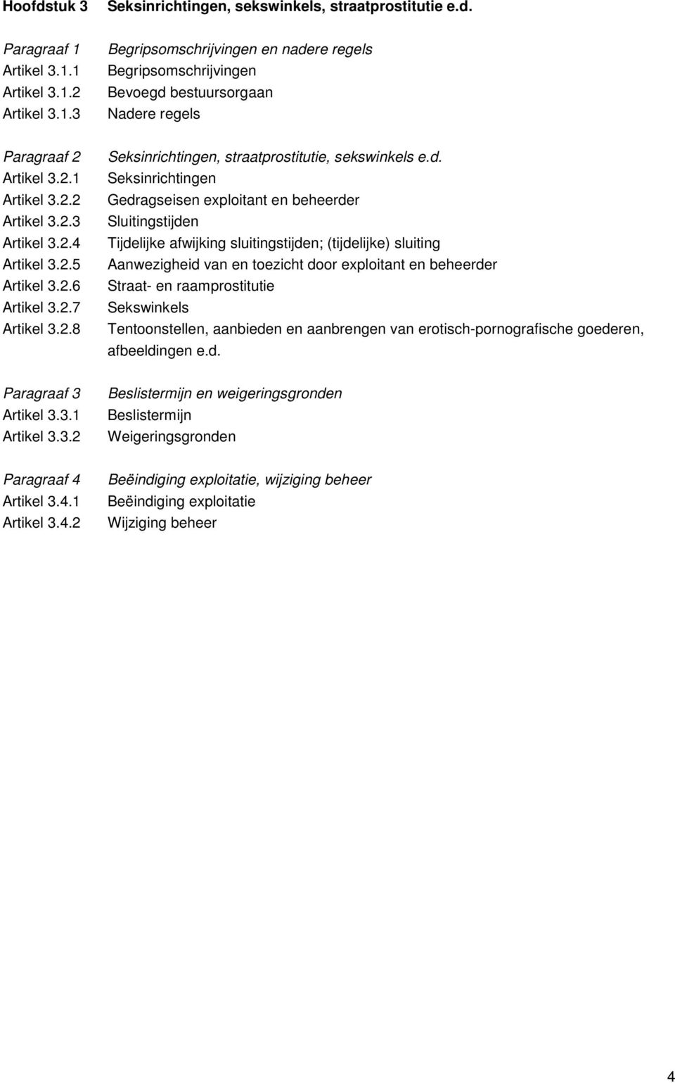 Seksinrichtingen Gedragseisen exploitant en beheerder Sluitingstijden Tijdelijke afwijking sluitingstijden; (tijdelijke) sluiting Aanwezigheid van en toezicht door exploitant en beheerder Straat- en