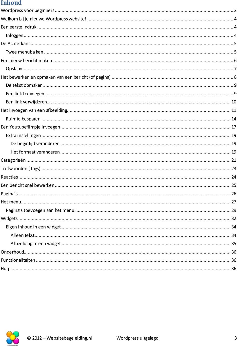 .. 14 Een Youtubefilmpje invoegen... 17 Extra instellingen... 19 De begintijd veranderen... 19 Het formaat veranderen... 19 Categorieën... 21 Trefwoorden (Tags)... 23 Reacties.