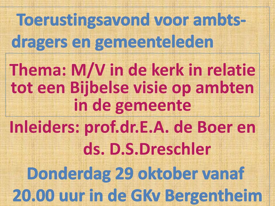 in de gemeente Inleiders: prof.dr.